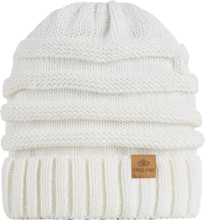 PAGE ONE Womens Winter Beanie Warm Cable Knit Hat Style Stretch Trendy Ribbed Chunky Cap - Image 4